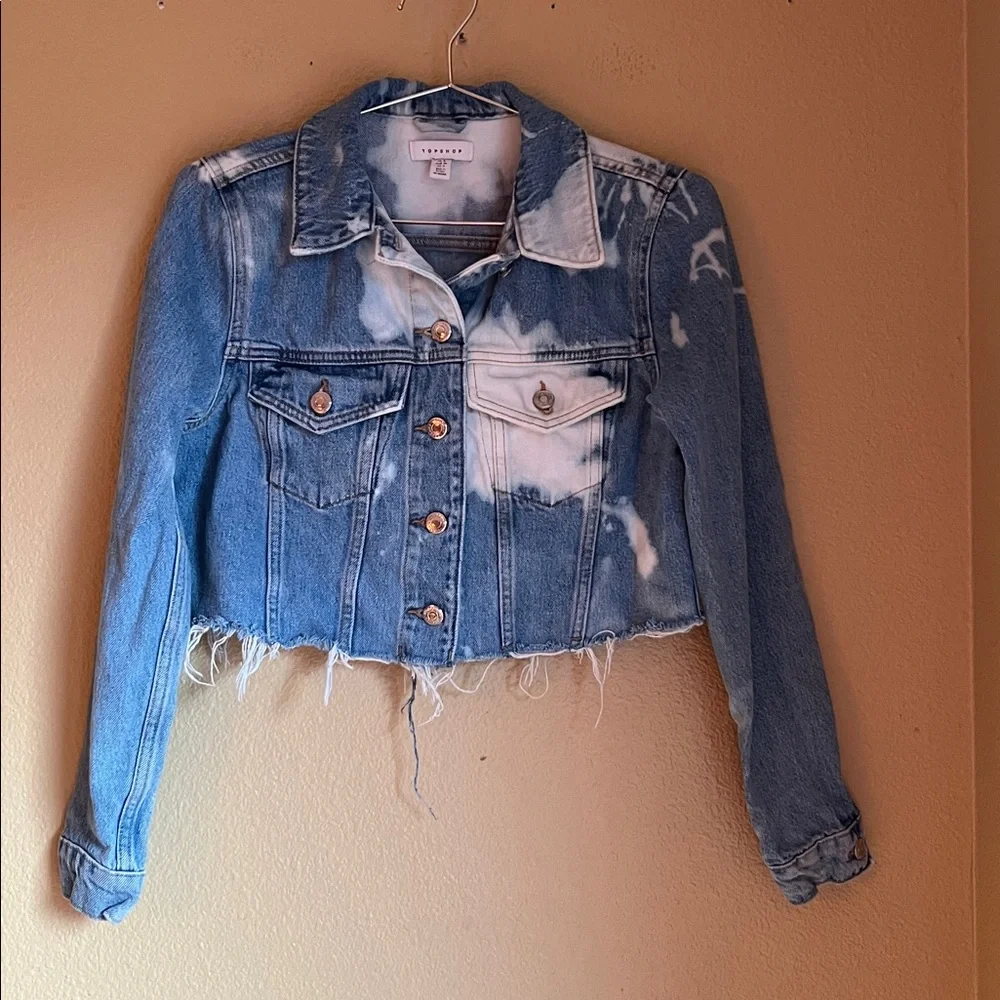 EUC Topshop Denim Jacket‎ Cropped faded bleached 4